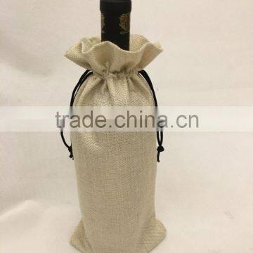 2016 hot sale high quality fashion jute mini wine bottle drawstring bags online