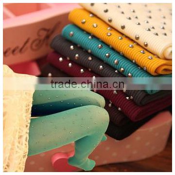 New Fashion Hot Girls Pantyhose Hosiery Rhinestones Drills Vertical Stripe Winter Warm Against Cold Women Velvet Tights