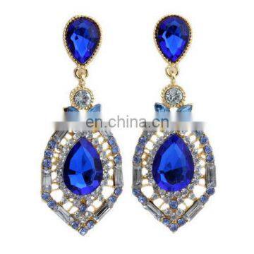 2015 New Hot Selling Luxury Colorful Gem Rhinestone Alloy Women's Earring