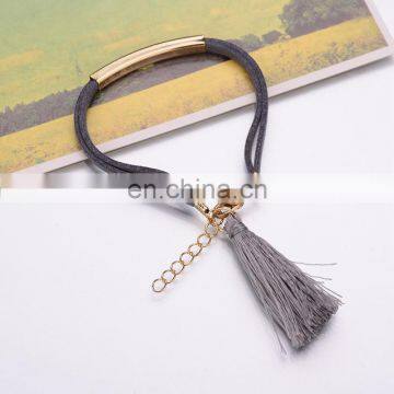 Hot Sale Adjustable Bracelet With Extended Chain Suede Fabric Bracelet With Tassel photo-5