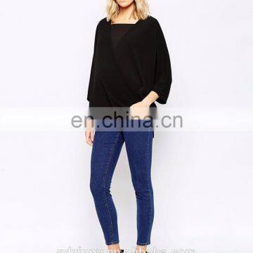 Wrap Front Woven Top Wholesale Blank Maternity T Shirts photo-5