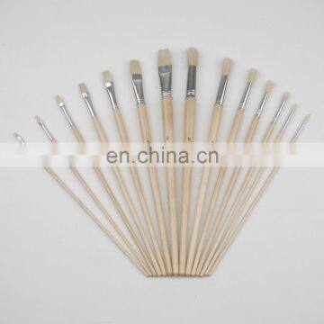 14-Piece Long Handle Bristle Hair Artist Paint Brush Set in Nylon Bag photo-3