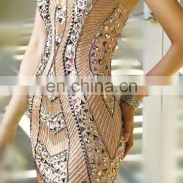 Latest Factory Directly Supply Champagne Sweetheart Beaded Samples of Cocktail Dress photo-2