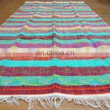 Handmade Multicolor Indian Chindi Rugs Hand Woven Mat Recycled Cotton Rug Dari