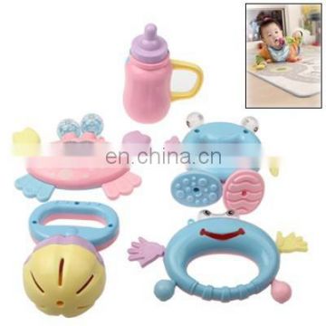 5 Different Plastic Baby Waggles Ring / Handbell Rattle Toy