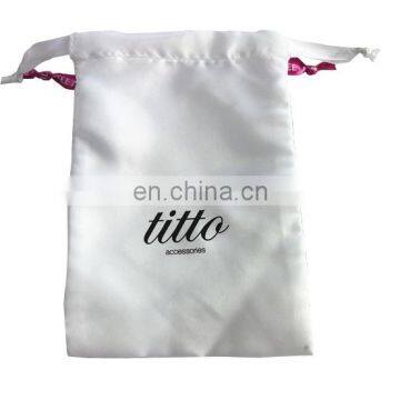 high-quality logo picture print oem made white satin pouches