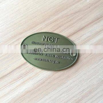 antique bronze plated oval metal plates with customized embossed logo