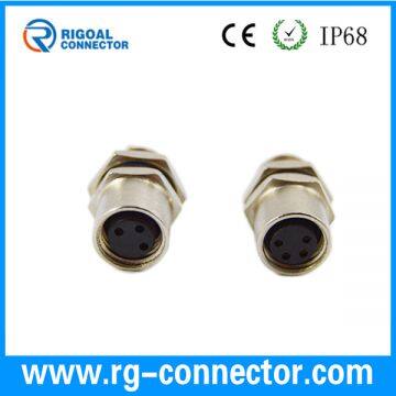 M8 3 pin female rear and front type panel mount waterproof connector