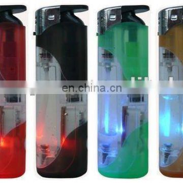 Plastic electronic gas spark lighter with led