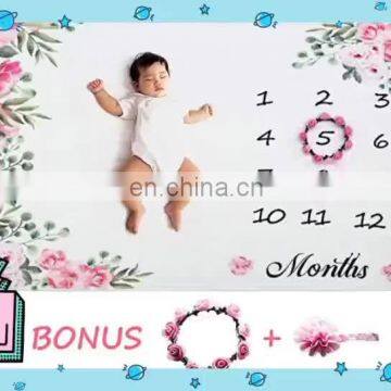 Baby Monthly Milestone Blanket Photography Background Backdrop Large Flannel Plush Fleece Blankets for Baby Boys Girls