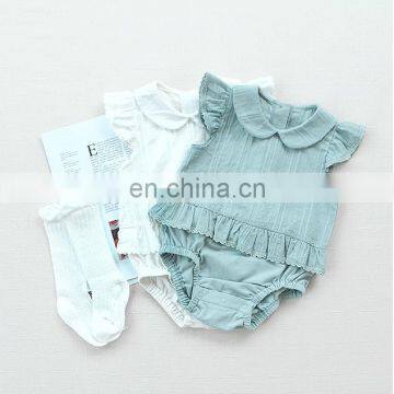 Cute Romper short Sleeveless Summer Cotton Ruffle Baby Romper