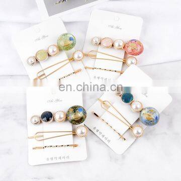 3PCS/Set Girl Hair Clips boutique Female Sweet Barrettes with pearl button 4Series