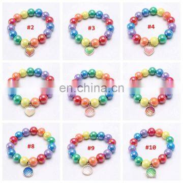 Kids Rainbow Bracelet Girl Colorful Beads Bracelet With Scale Alloy Pendants 10Colors Gift photo-2