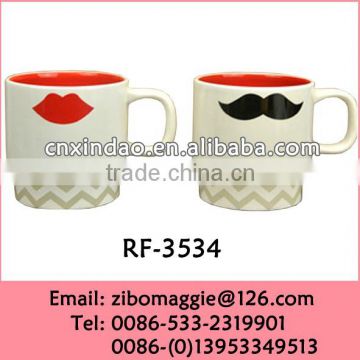 Porcelain Stackable Coffee Cup with New Valentine's Designed for Promotional Gift