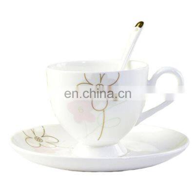 Customized ceramic bone china simple afternoon tea coffee cup and saucer set gift box custom logo