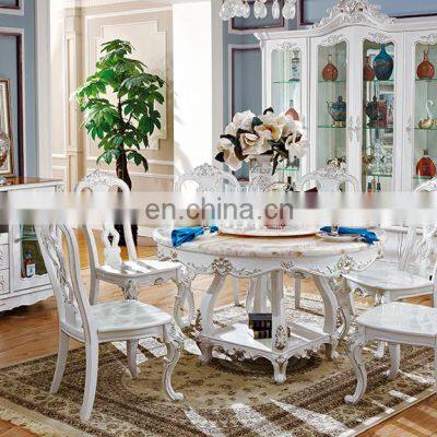 French Style Antique Royal White Marble Dining Room Furniture Sets photo-2