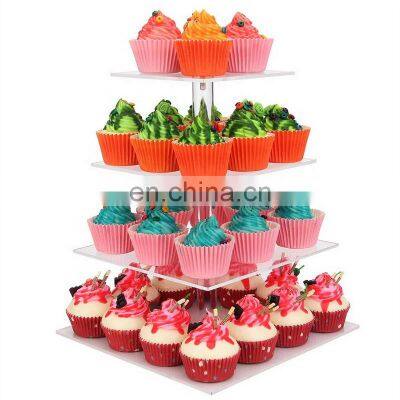 4 tier square clear acrylic cupcake stand shop cupcake display tower lucite wedding cake stand