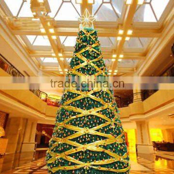 2015 artificial giant christmas tree with golden ribbon