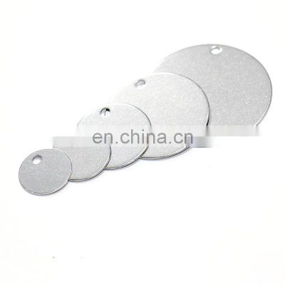 Stainless Steel Round Plain Metal Tag Metal Stamping Blank With Hole For Name Pet Tag Label Equipment