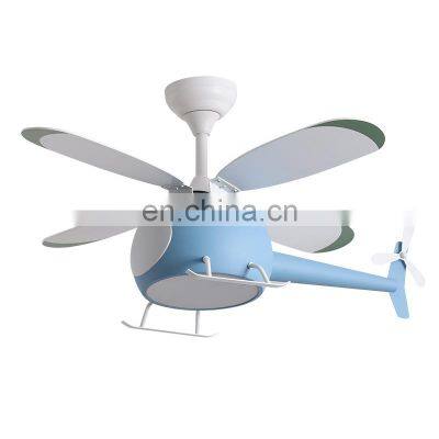 New Model Children's Room Helicopter Ceiling Light Aircraft Cartoon LED Ceiling Fan Light Lamp With Remote Control