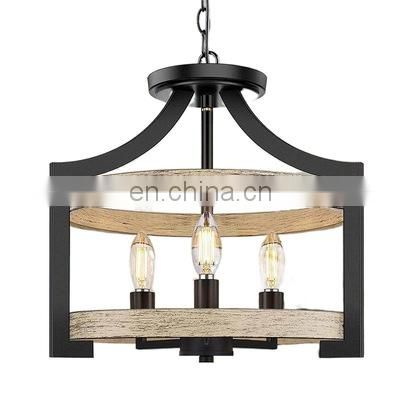 American retro solid wood shrimp skin chandelier for dining room study bedroom