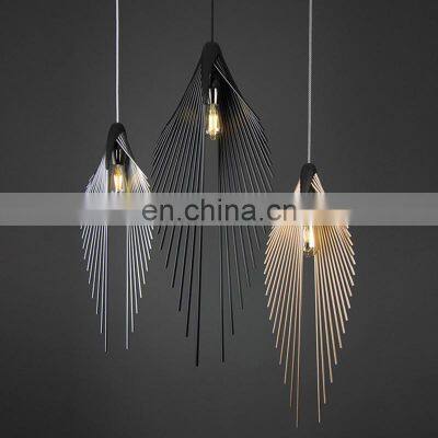 Retro Iron Bird's Wing Pendant Lights Soft Decoration Model room Restaurant Hanging Lamps Staircase Bedroom Bar Suspension