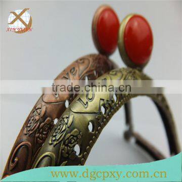 DIY LOVE Flower Print Decoration Antique Brass Sewing Metal Purse Frames Red Kiss Clasp photo-6