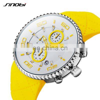 SINOBI Yellow Orange Watches S9739G Youths Man Wristwatch OEM China Factory Watches Calendar Show Watch