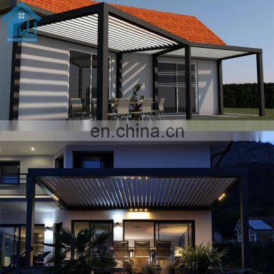 Modern Designs Swimming Pool Electric Pergola Roof With Side Sun Screen