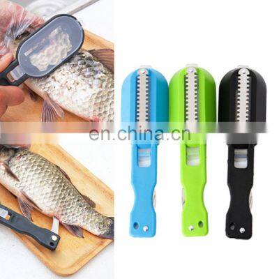 Plastic Fishing Scale Brush Built-in Fish Cutter Fish Skin Brush Scraping Fast Remove Fish Knife Cleaning Scaler Scraper photo-2