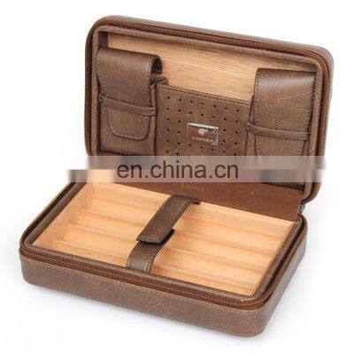 Advanced Customization Portable PU Leather Cigar Travel Humidor Leather Cigar Case