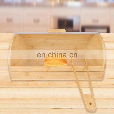 Bamboo Bread Box Wooden Kitchen Storage Bin Bread Container With Transparent Window photo-3