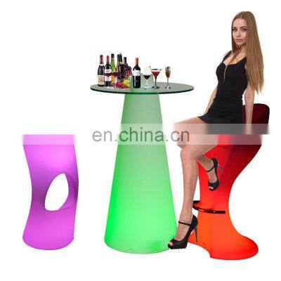 hookah bar furniture /rechargeable led bar stool outdoor PE plastic led light patio furniture waterproof bar stool high chair