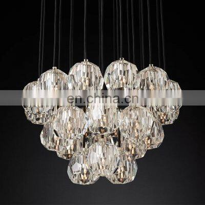 Modern Luxury Industrial Style Transparent Smoke Gray Crystal BOULE Raindrop Pendant Light for Living Room & Hotel Decoration photo-5