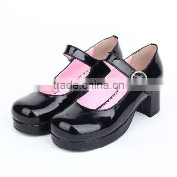 2015 New Fashion Black Pumps Synthetic leather Rubber-soled High-Quality Gothic Lolita Shoes LL001-2