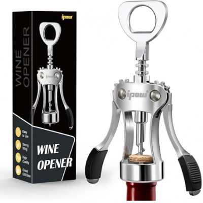 Zinc Alloy Wine Bottle Opener Wing Corkscrew Heavy Duty, Manual Multifunctional Cork Screw