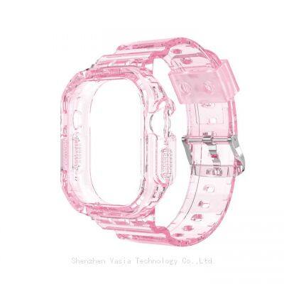 Hot Watch Bands for Apple Watch 4/5/6/7/8/9 Glacier Clear TPU Integrated Straps for Ultra 2 Iwatch Sports 49mm Watch Band