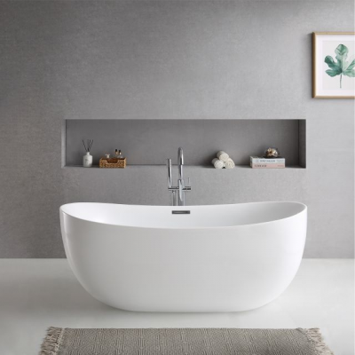 Top Quality Artificial Stone 1.35m Small Size Freestanding Acrylic Solid Surface Stone Bathtub for Bathroom photo-2