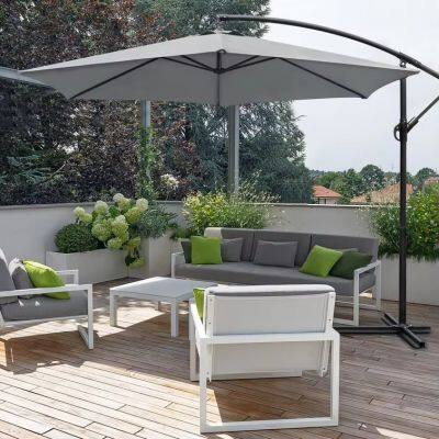 Eco Cantilever Hanging Garden Umbrella Portable Crank Polyester Cafe Poolside Backyard Parasol Wholesale