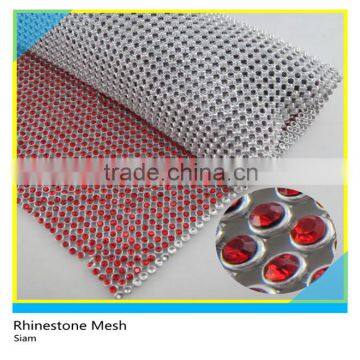 Round Siam Rhinestone Aluminum Mesh Roll Sew on Technics Bridal Rhinestone Mesh