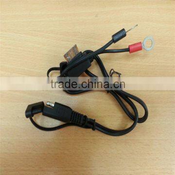 SAE Cable to Ring Terminal UL SPT-2 18AWG Cable 500MM With SAE Plug and Molding FUSE Holde Power Cable photo-5