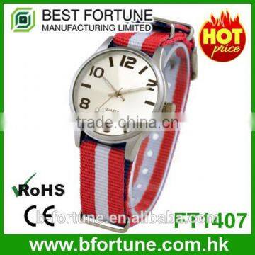 FT1407_R Cheapest quartz movement PC21S nylon strap ODM promotional analog watch