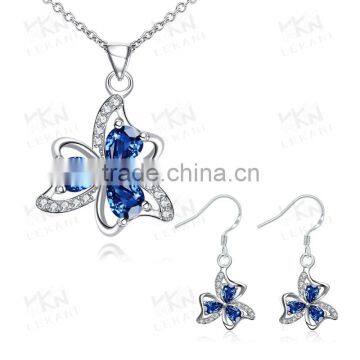 New jewelry plated rhinestone heart wedding necklace set