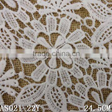 Factory Cheap Creamy White 24.5cm Wide Nylon Milk Fiber Embroideried Water Soluble Woman Dress Laces Fabric photo-2