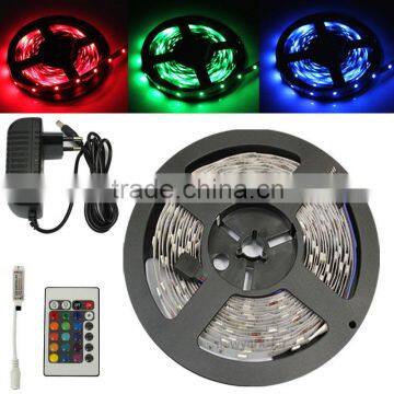 5m 5050 RGB 150 LED SMD Flexible Light Strip+Mini 24 Key IR+12V 2A Power Supply