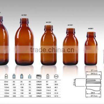 30ml to 200ml Amber Glass Bottle