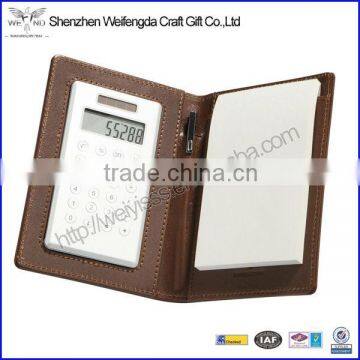 2016 Fashion Leather Notepad Folder With Calculator