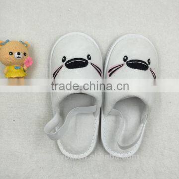 Cute close toe velour cotton kids slipper with elastic band