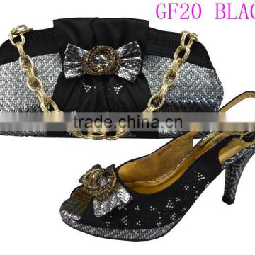 GF20 black New arrival 2015 shoes and bag to match set the lastest design low heel shoes platform comfortable for walking