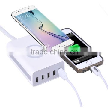 5 usb output port qi standard wireless charger